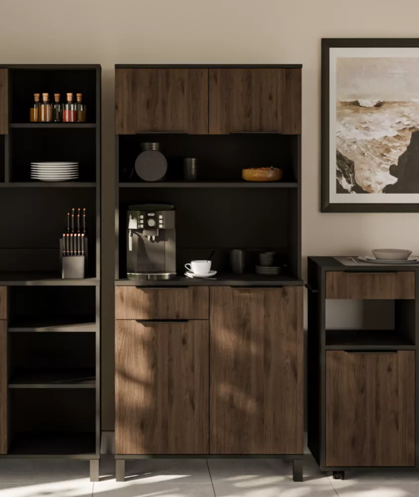 Sekcija Monza Buffet 80 Korpusa krāsa: melns, · 80 × 40 × 177 cm