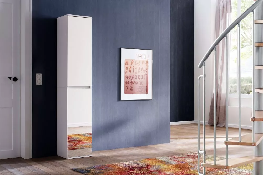 Skapis Mirror 01 · Balts · 37 × 34 × 191 cm
