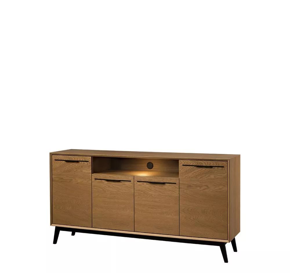 Kumode Lazure 47 ar LED · Dižskābardis + melns · 180 × 42 × 90 cm