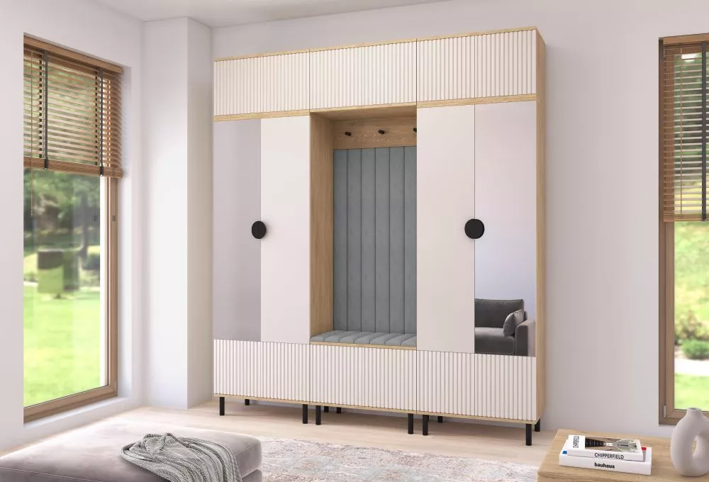 Apavu plaukts Bello 3L Trinity Korpusa krāsa: ozols cremona + kašmira, · 210 × 235 × 40 cm