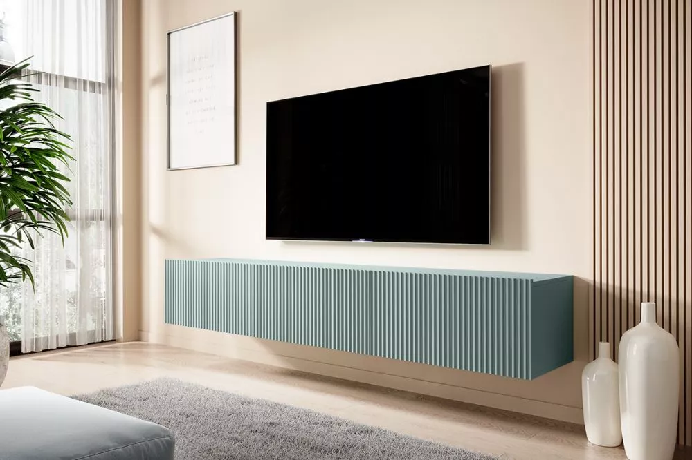 TV tumba Nicole RTV 200 2K1SZ W · Gaiši zils · 200 × 45 × 33 cm