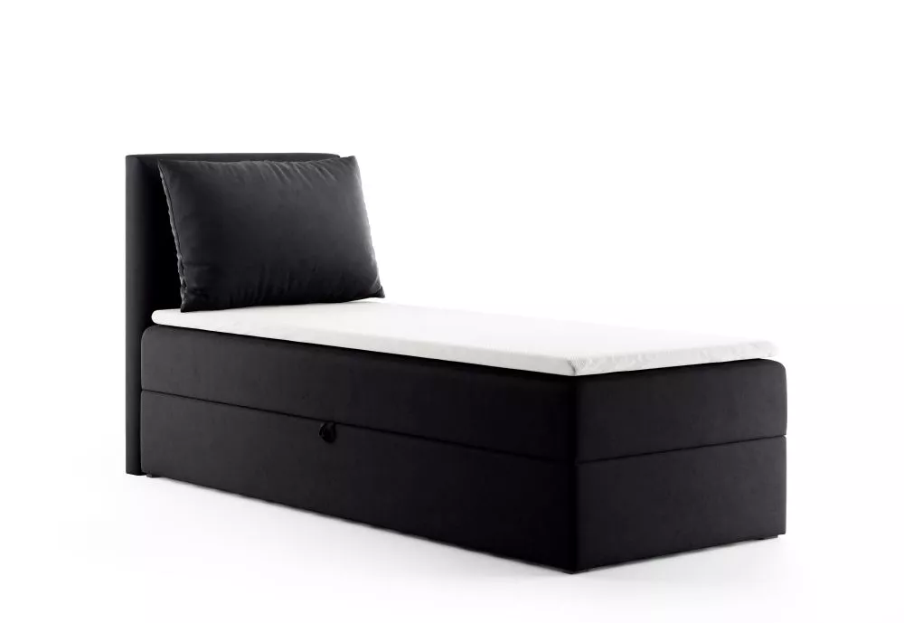 Gulta Eggers L Mini Boxspring Standard Guļamvietas platums: 90 cm, Guļamvietas garums: 200 cm, · Melns · 93 × 206 × 101 