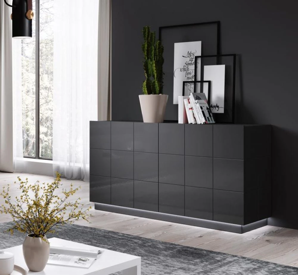 Kumode Reja 2D ar LED · Grafīts · 138 × 45 × 75 cm