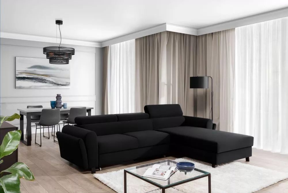 Dīvāns Mariall Premium standard · Melns · 200 × 288 × 76 cm