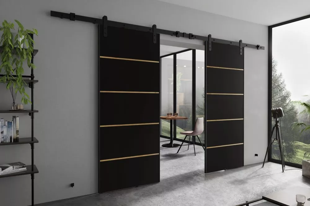 Bīdāmās durvis Arua Plus Duo · Melns · 212 × 205 cm