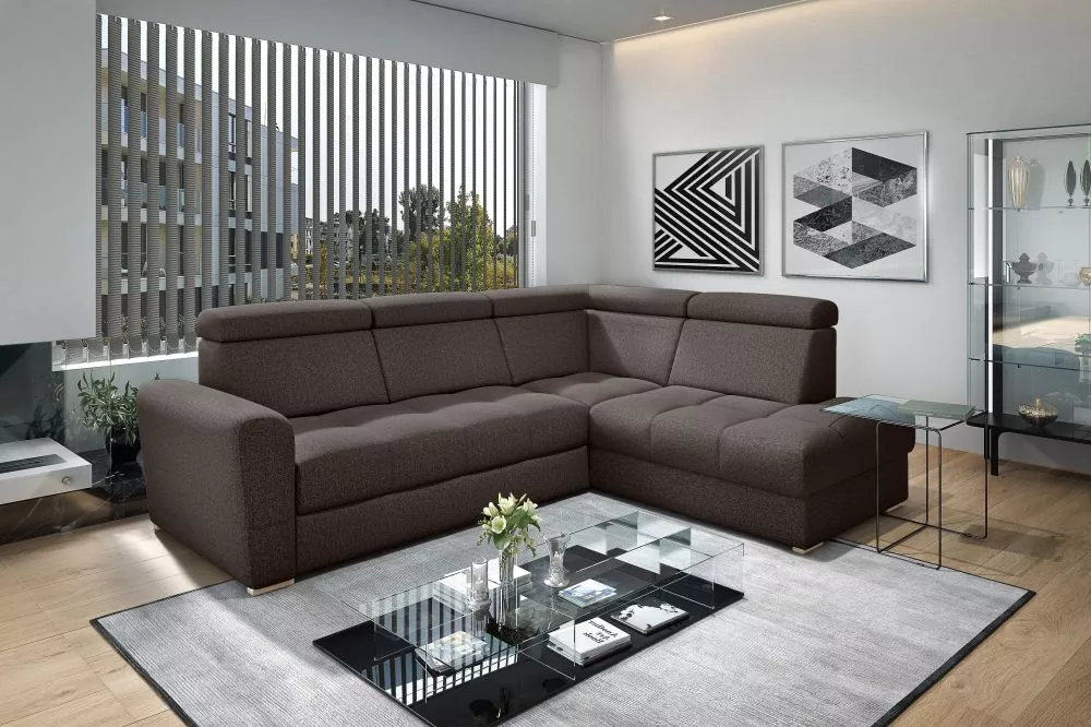 Dīvāns Riva XL Standard · Tumši brūns · 210 × 274 × 91 cm