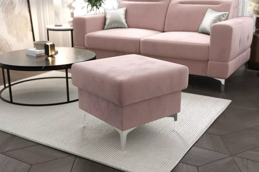 Pufs Malibu Square P Standard Auduma numurs: Element 18, · Gaiši rozā · 55 × 49 × 55 cm