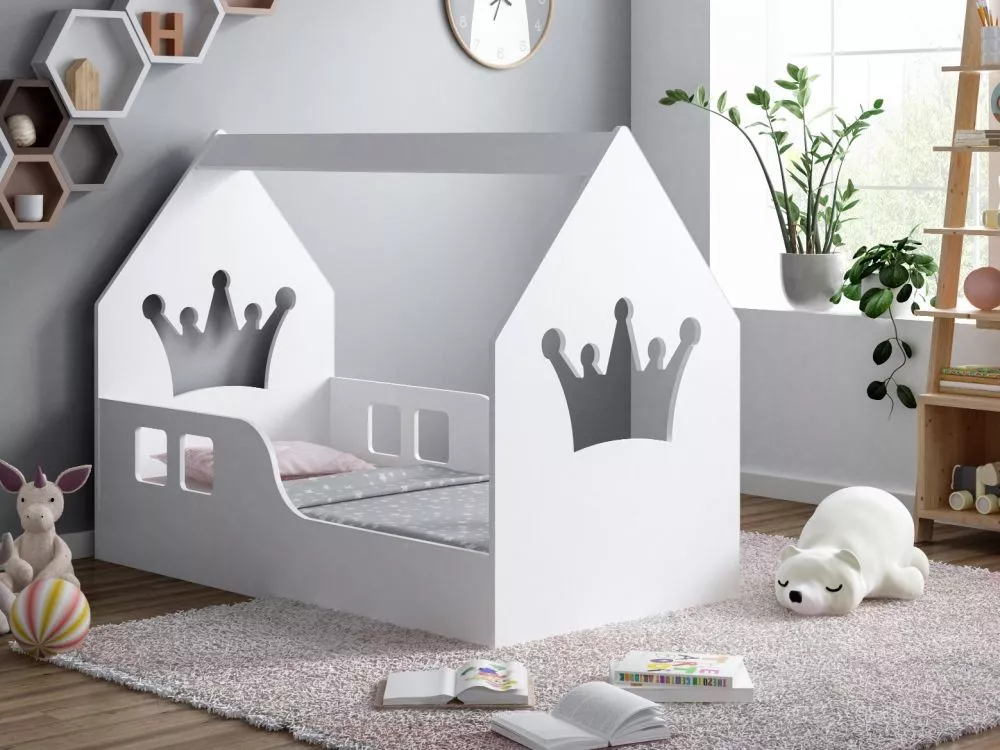 Bērnu gulta House 3 ar stelāžu Guļamvietas platums: 70 cm, Guļamvietas garums: 140 cm, · 70 × 144 × 106 cm