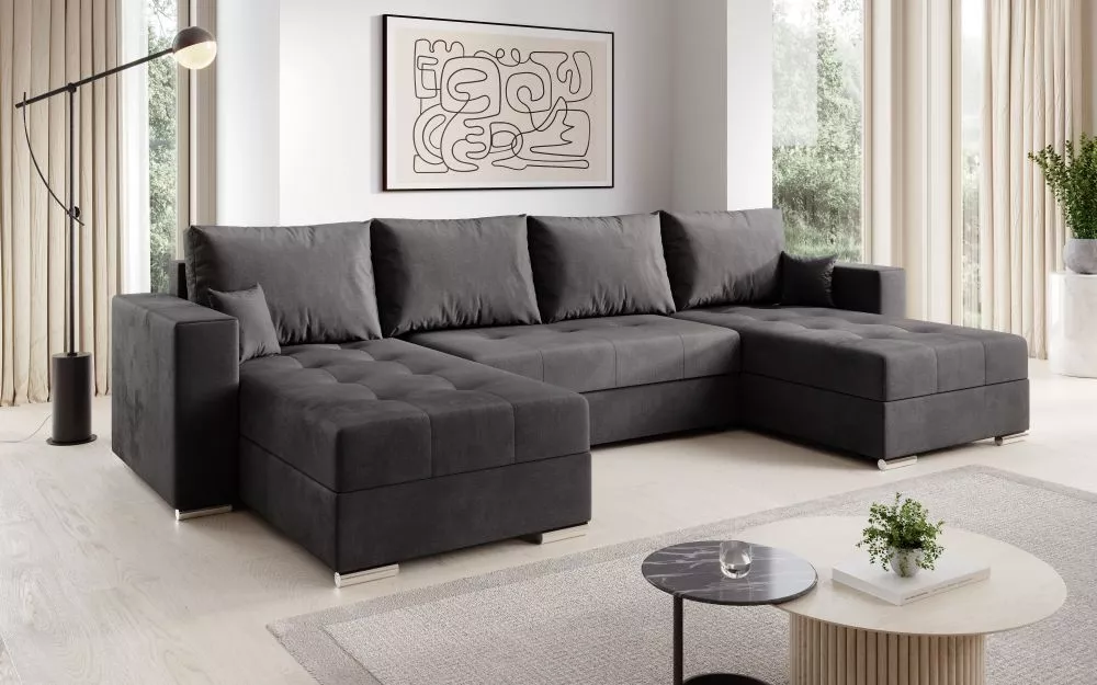 Dīvāns Josua U Standard · Tumši pelēks · 160 × 320 × 78 cm