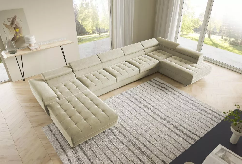 Dīvāns Corner Benjamin 275 U XL standard · Krēma · 202 × 405 × 90 cm