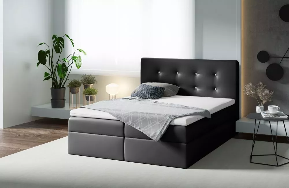 Gulta Mezi Boxspring Premium Standard Guļamvietas platums: 180 cm, Guļamvietas garums: 200 cm, · Melns · 180 × 213 × 126