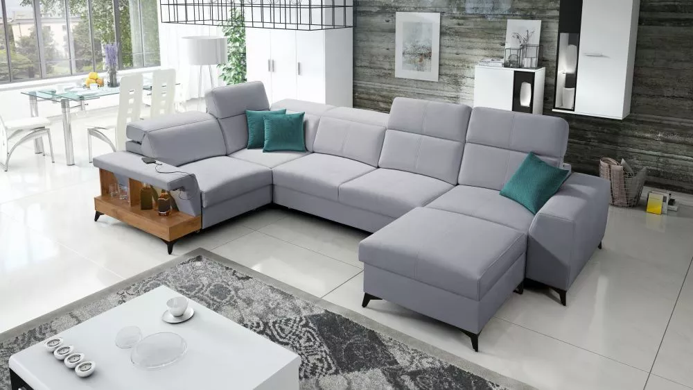 Dīvāns Belutti 4 Lancelot Standard ar LED · Pelēks · 212 × 362 × 84 cm