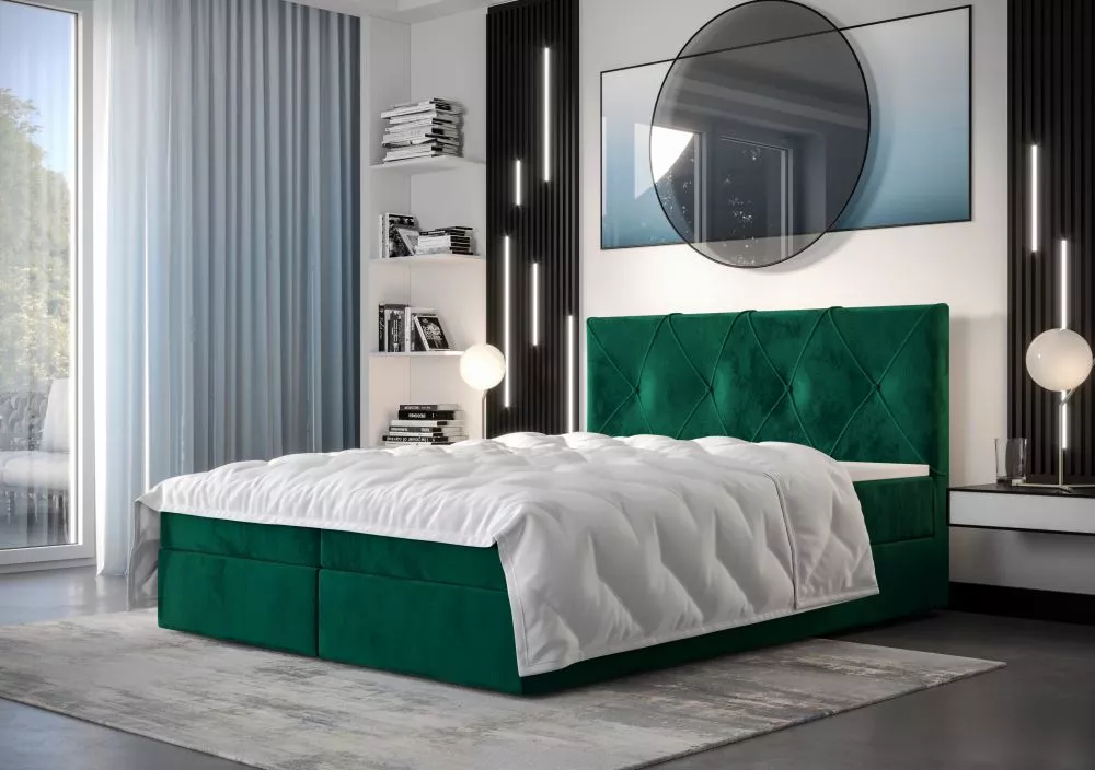 Gulta Altea Boxspring Standard Guļamvietas platums: 90 cm, Guļamvietas garums: 200 cm, · Zaļš · 90 × 207 × 104 cm