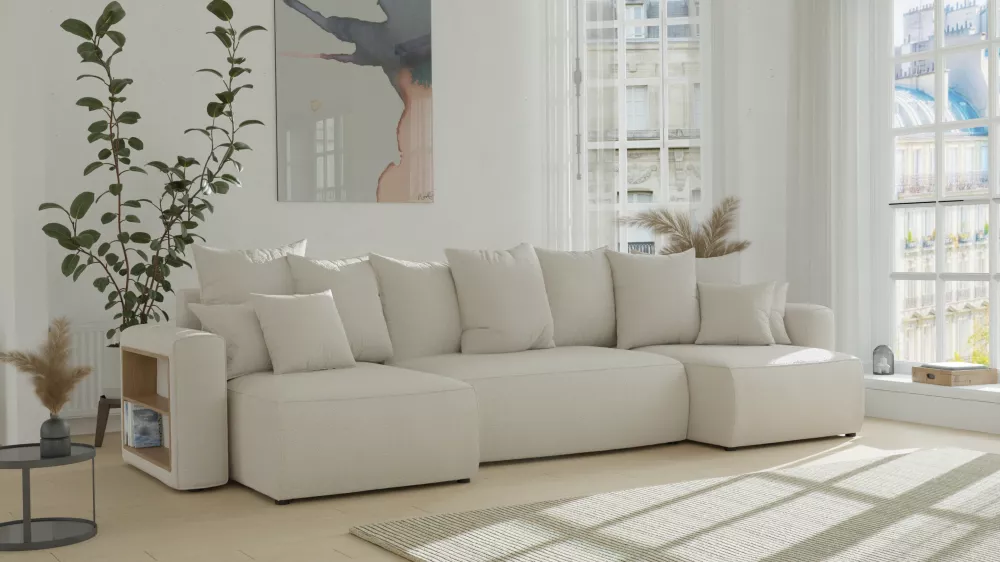 Dīvāns Solero U Comfort Standard · Bēši brūns · 142 × 312 × 73 cm
