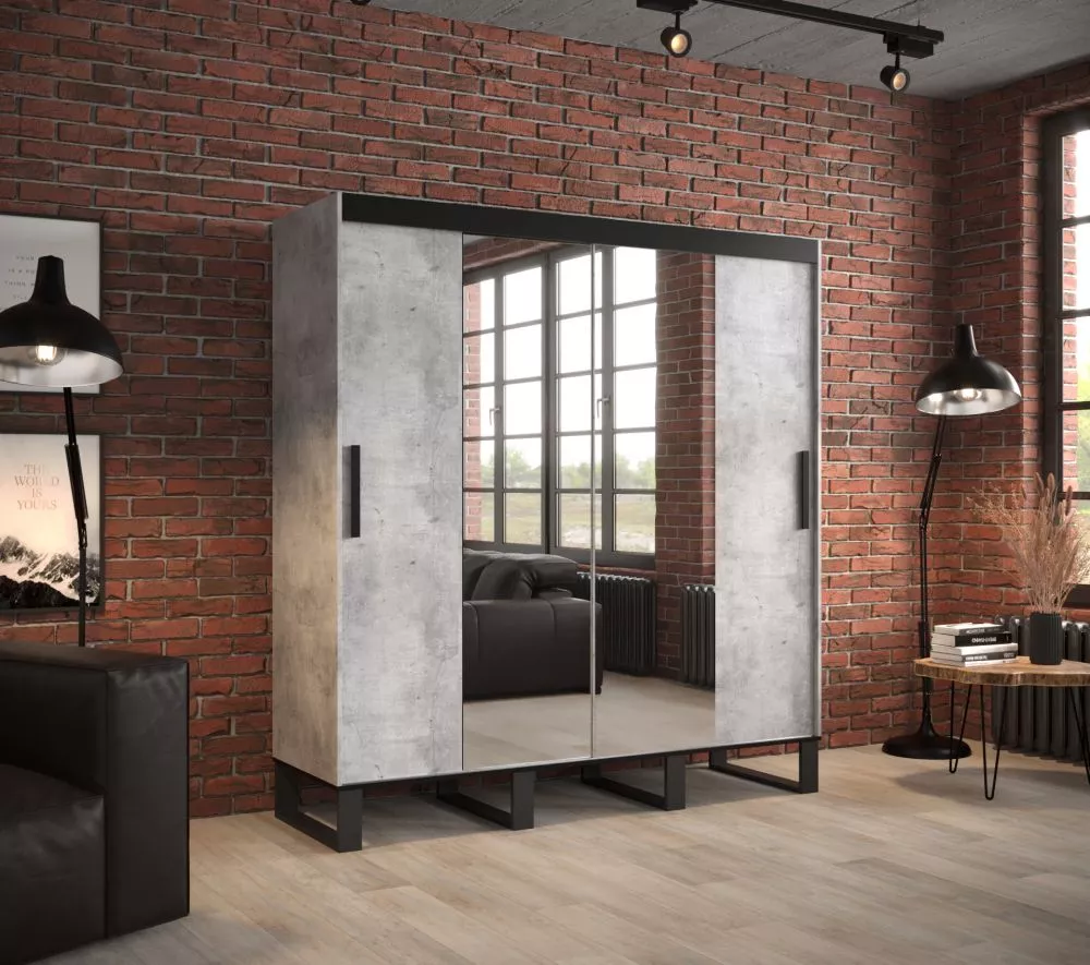 Skapis Loft T1 · Betons · 200 × 62 × 212 cm