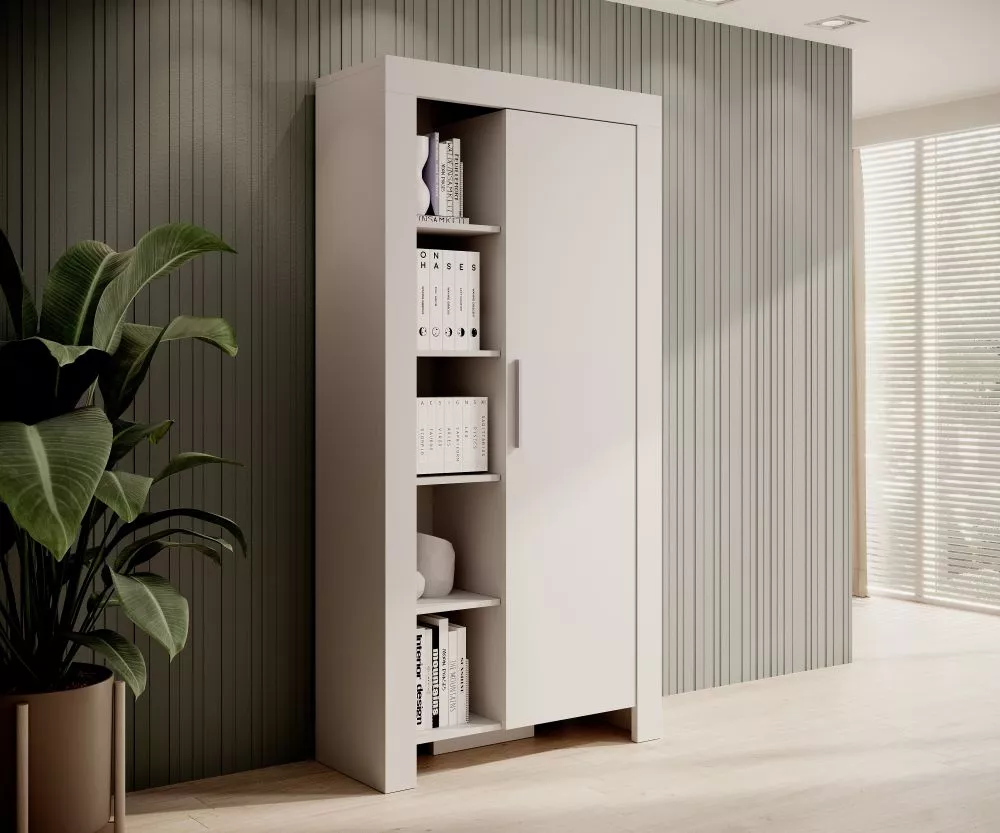 Grāmatu skapis Cesiro R · Balts · 100 × 42 × 201 cm