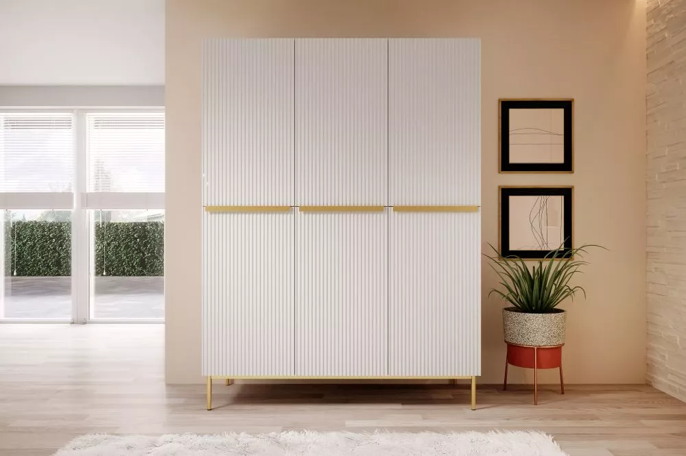 Skapis Nicole SZ150 3D Gold · Balts · 150 × 62 × 220 cm