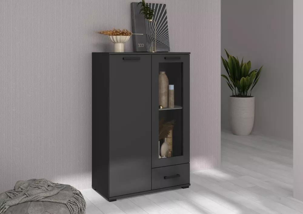 Kumode Frazio F4 · Melns · 80 × 40 × 123.6 cm