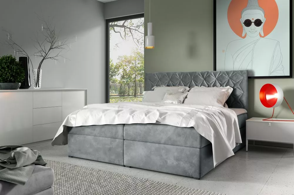 Gulta Box 7 Comfort Boxspring Standard Guļamvietas platums: 120 cm, Guļamvietas garums: 200 cm, · Pelēks · 124 × 208 × 1