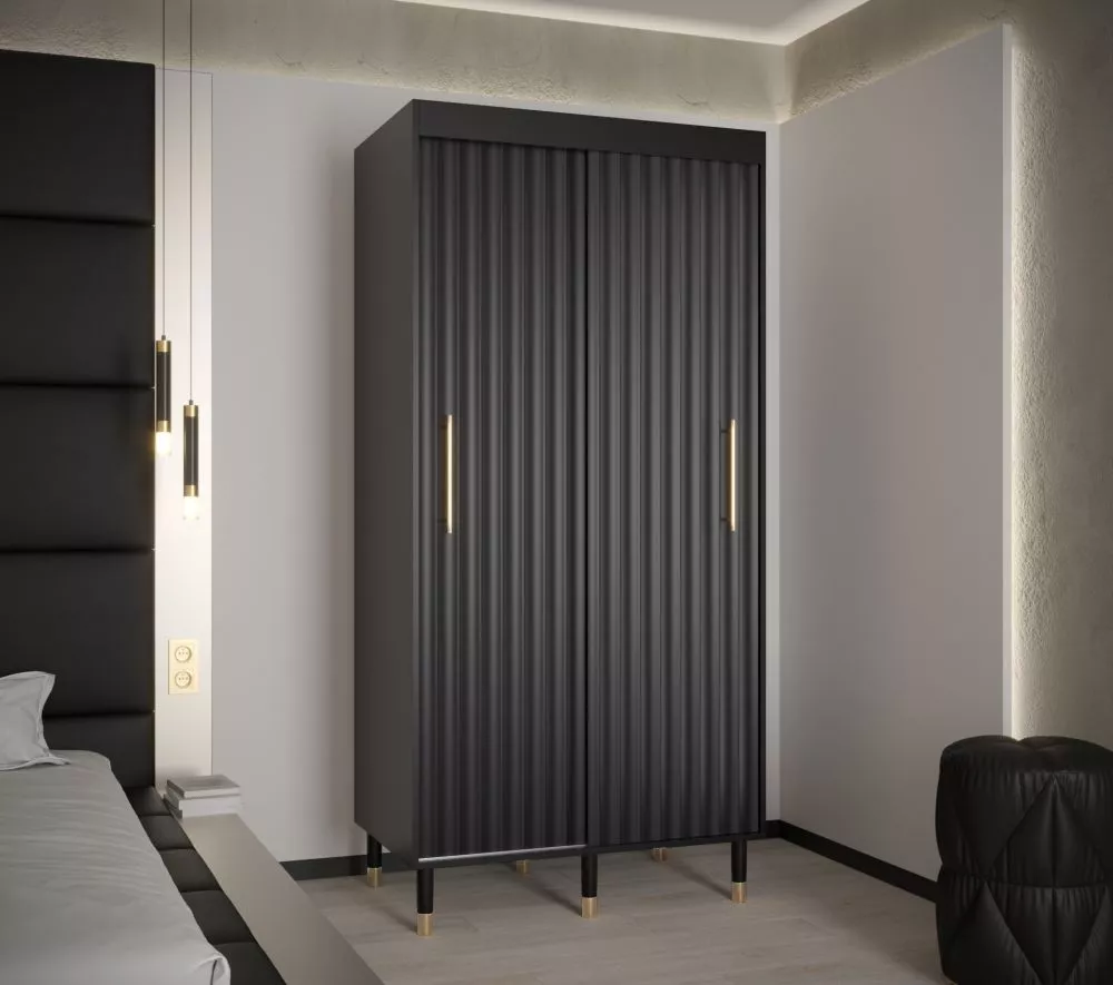 Skapis Calipso Wave 1 · Melns · 100 × 62 × 208 cm