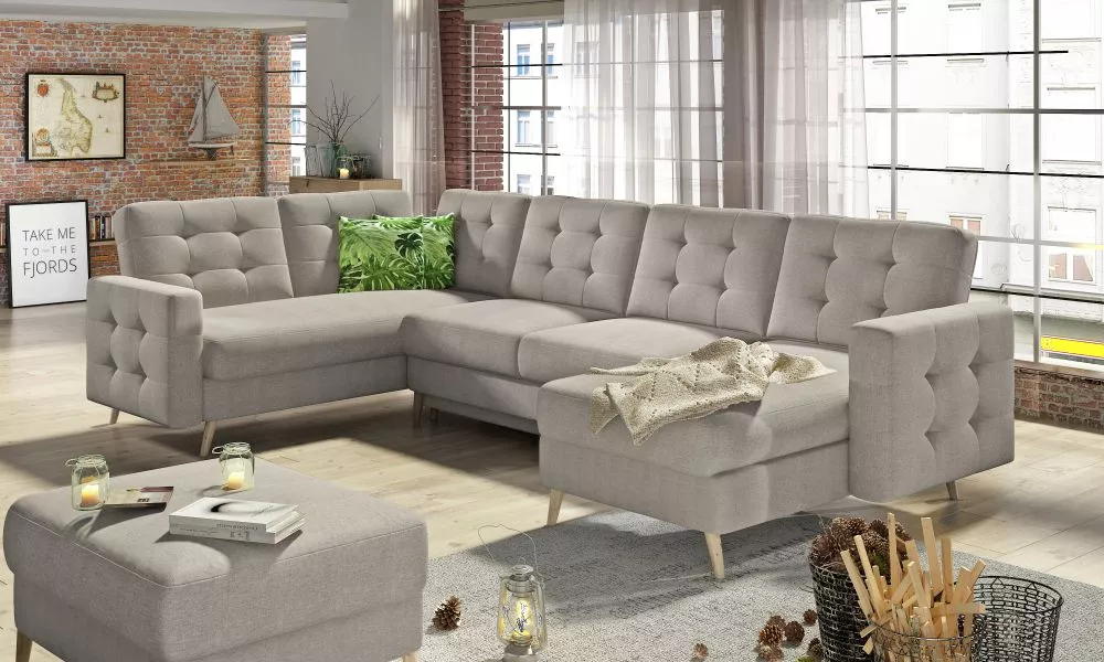 Dīvāns Asgard U Lux standard · Krēma · 202 × 320 × 90 cm