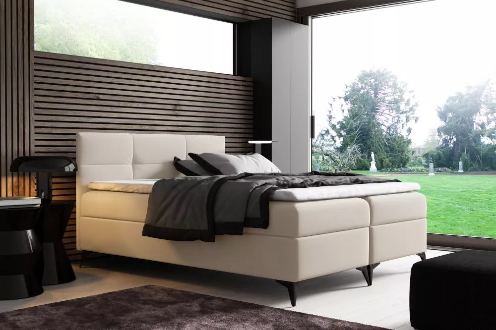 Gulta Figaro Boxspring Standard Guļamvietas platums: 120 cm, Guļamvietas garums: 200 cm, · Gaišais krēms · 124 × 208 × 1