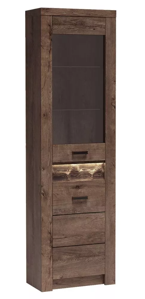 Grāmatu skapis Indianapolis I23 ar LED · Tumšais osis · 56 × 47 × 192 cm