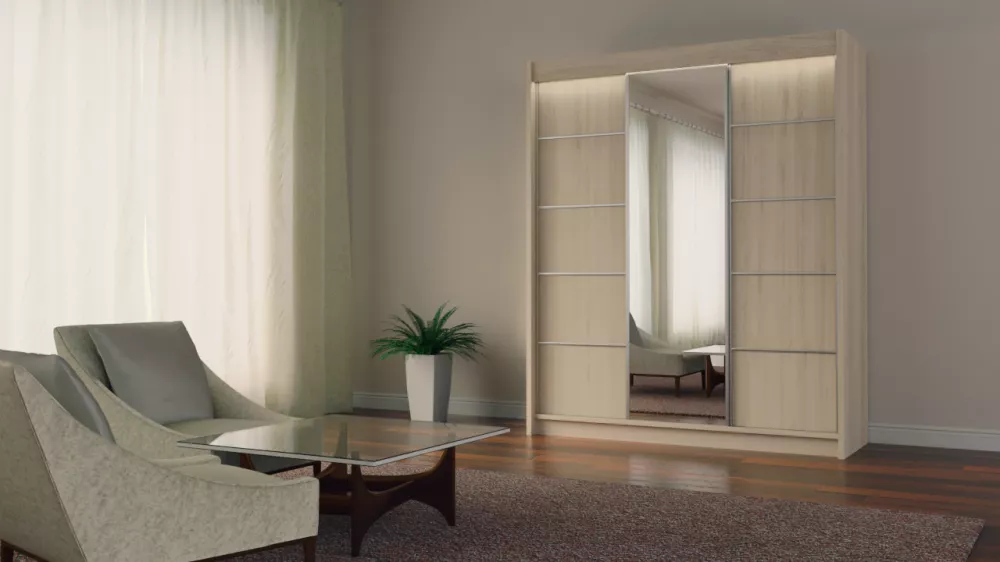 Skapis Makira ar LED · Sonoma · 180 × 61 × 216 cm