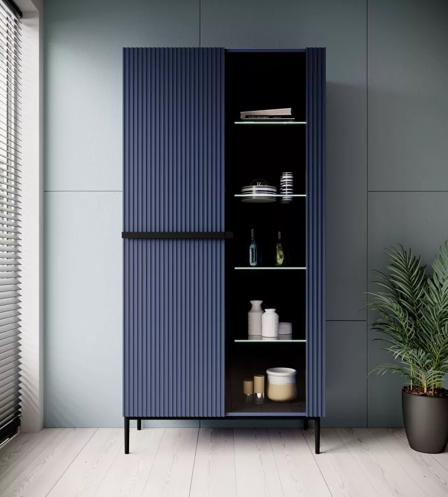 Sekcija Nicole W100 2D Black · Zils · 100 × 45 × 200 cm