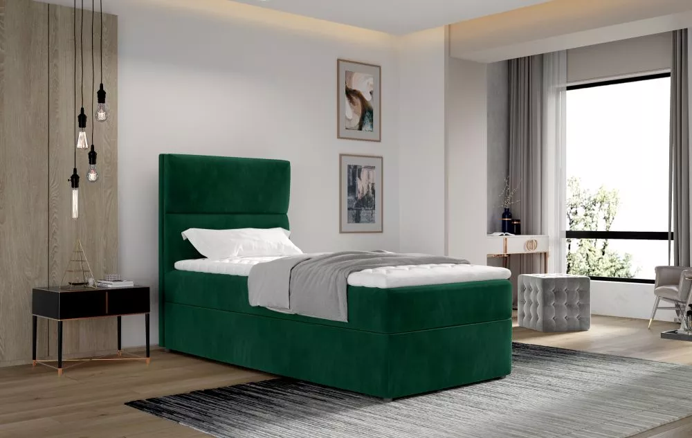Gulta Arco 90x200 Boxspring Standard Guļamvietas platums: 90 cm, Guļamvietas garums: 200 cm, · Zaļš · 90 × 210 × 108 cm