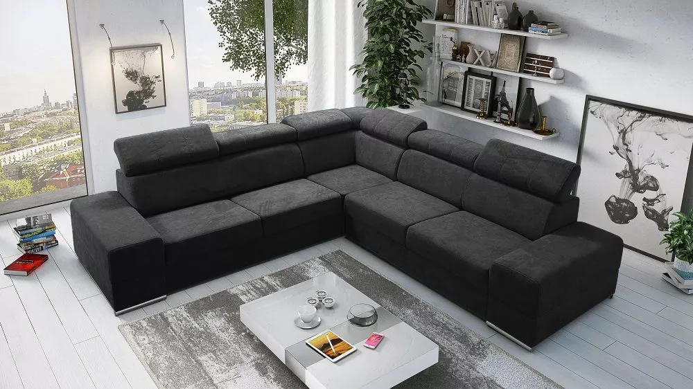 Dīvāns Royal Max Standard · Melna · 286 × 286 × 79 cm