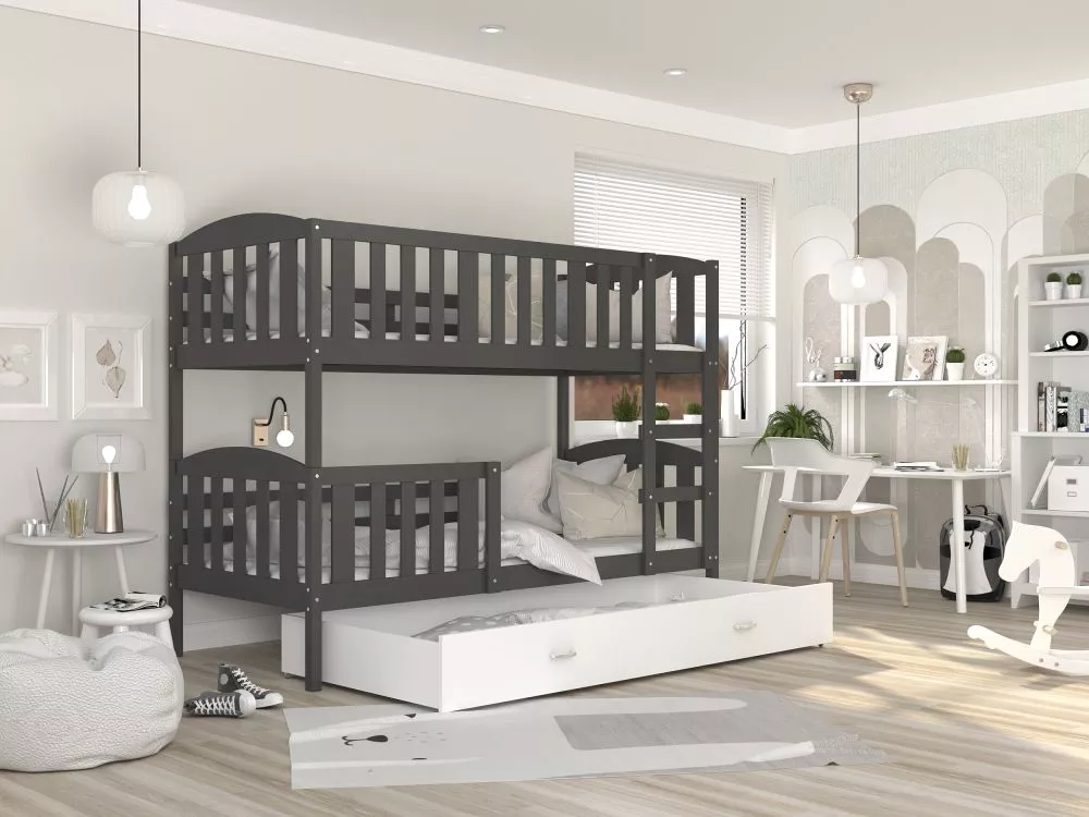 Bērnu gulta Kubus MDF 80x190 ar stelāžām Guļamvietas platums: 80 cm, Guļamvietas garums: 190 cm, · 86 × 198 × 158 cm