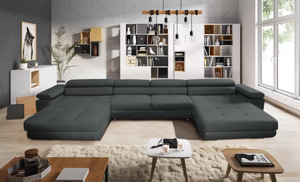 Dīvāns Anton U Mini Premium Standard · Tumši pelēks · 200 × 398 × 73 cm