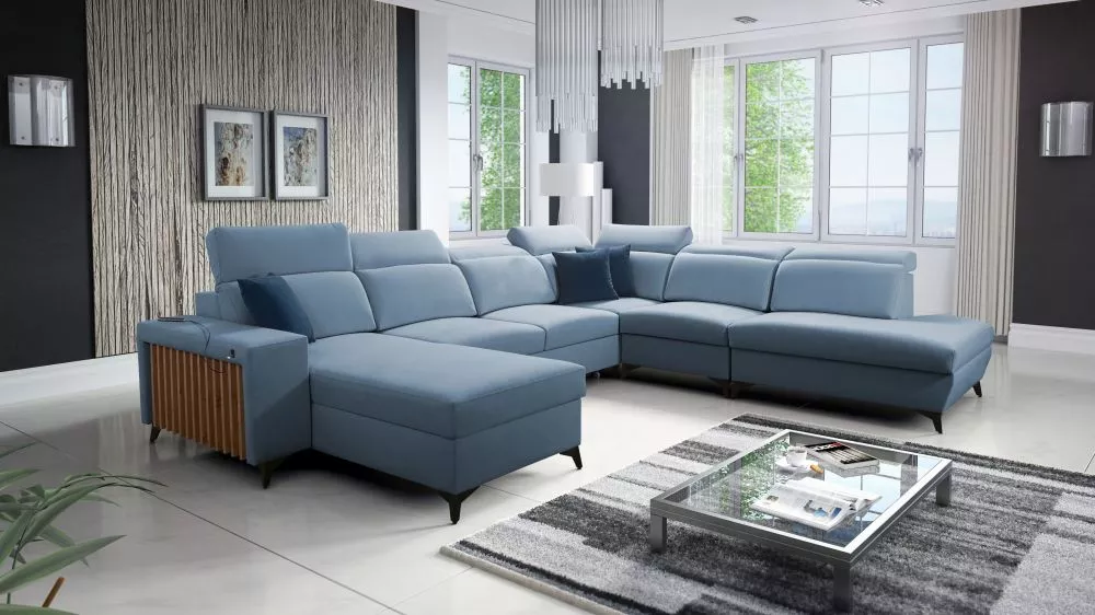 Dīvāns Bartone 10 Standard · Gaiši zils · 300 × 361 × 83 cm