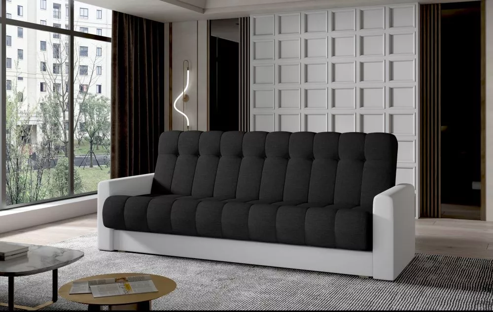 Dīvāns Garett standard · Melns + balts · 85 × 210 × 90 cm