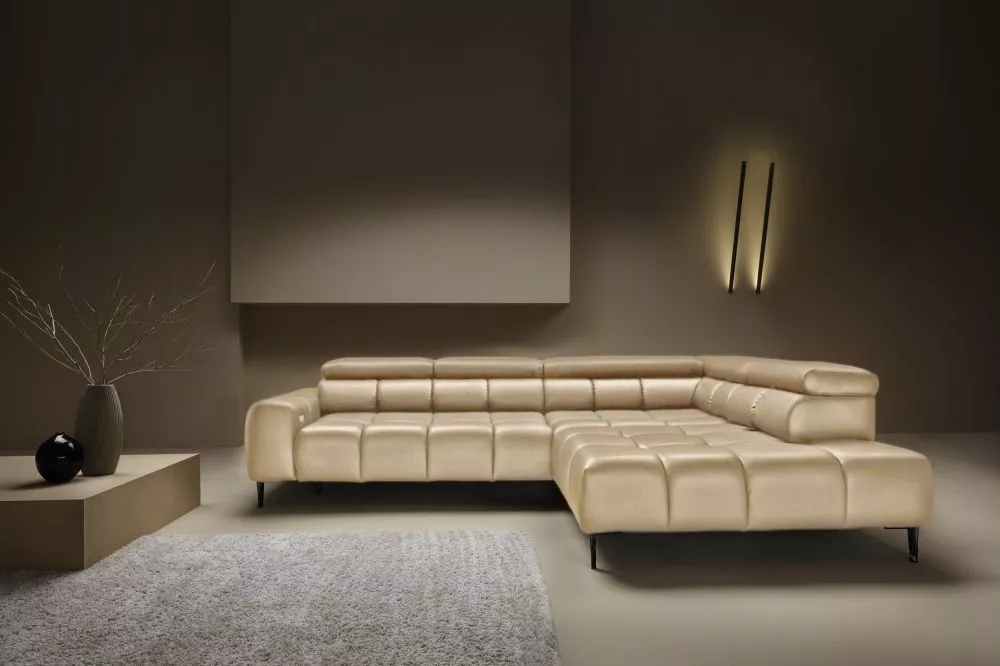 Dīvāns Plaza L Leather Standard · Bēšs · 216 × 300 × 76 cm