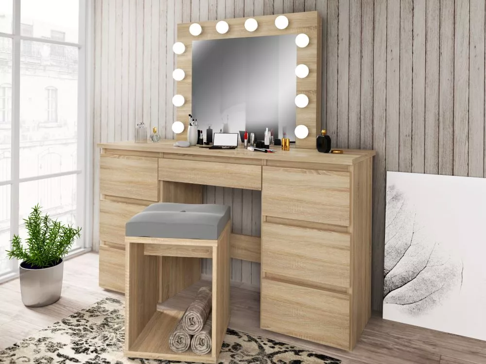 Kosmētikas galds Beta 4 12 LED · Sonoma · 120 × 140 × 45 cm