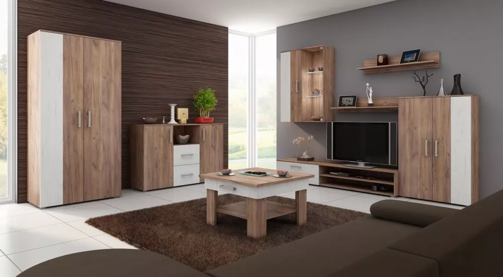 Plaukts Stella STE 06 · Tobaco ozols + balts ozols · 80 × 110 × 29.2 cm