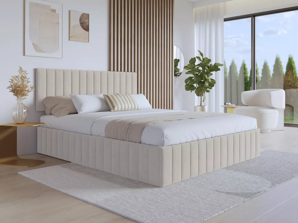 Gulta Lucy 16 ar stelāžu Guļamvietas platums: 140 cm, Guļamvietas garums: 200 cm, · Krēma · 146 × 206 × 32 cm
