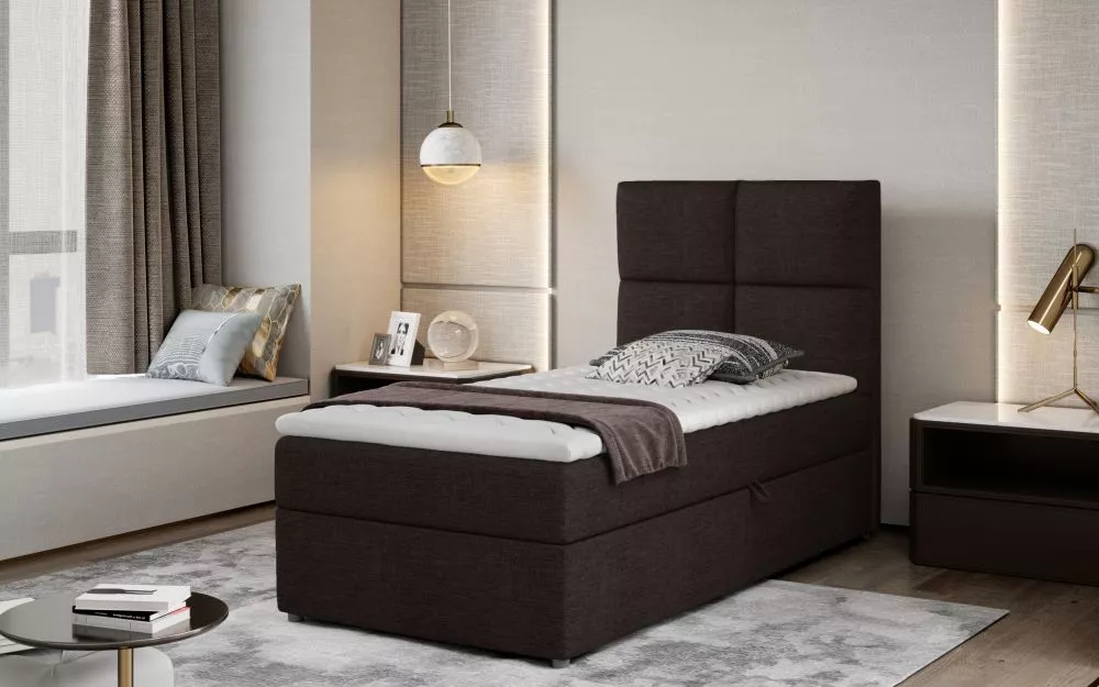 Gulta Rivia 90x200 Boxspring Standard Guļamvietas platums: 90 cm, Guļamvietas garums: 200 cm, · Tumši brūns · 90 × 210 ×