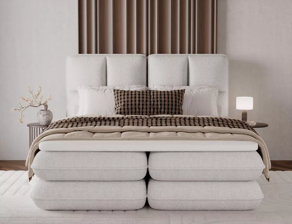 Gulta Tonila Boxspring Standard Guļamvietas platums: 160 cm, Guļamvietas garums: 200 cm, · Balts · 192 × 235 × 127 cm