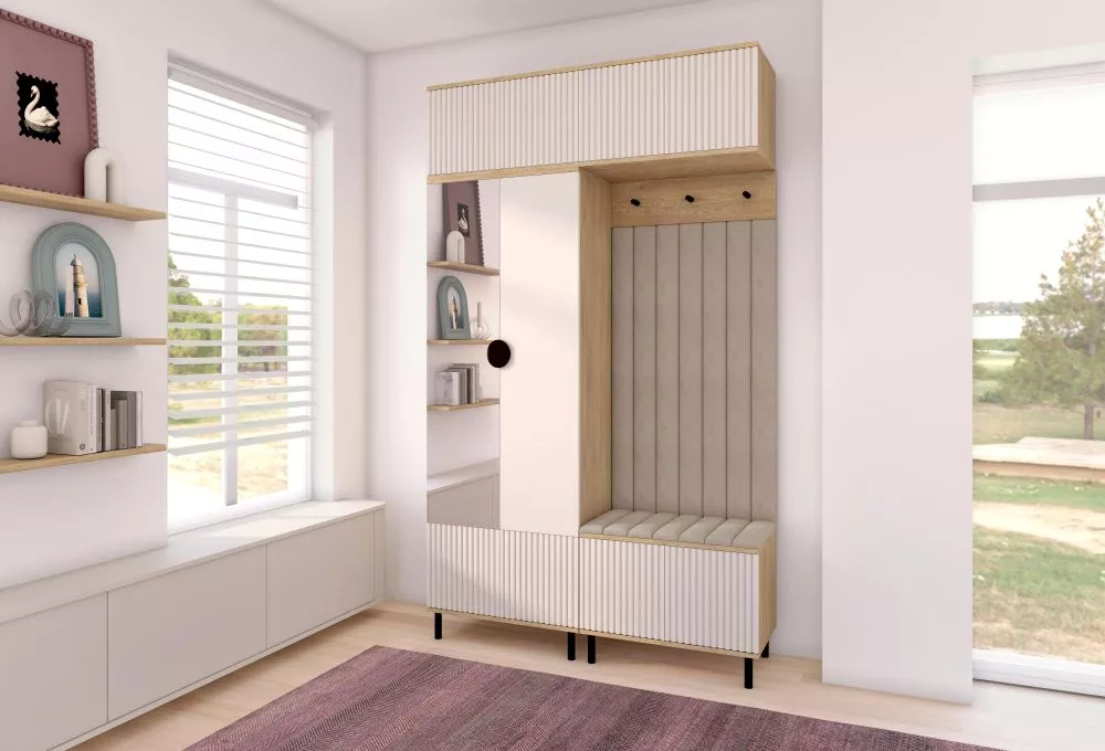 Apavu plaukts Bello 2L Trinity Korpusa krāsa: ozols cremona + kašmira, · 140 × 235 × 40 cm