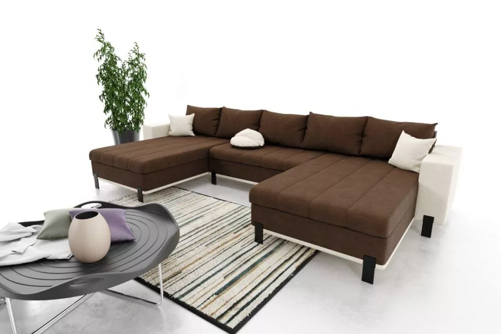 Dīvāns Livia Standard · Brūns + balts · 142 × 350 × 76 cm