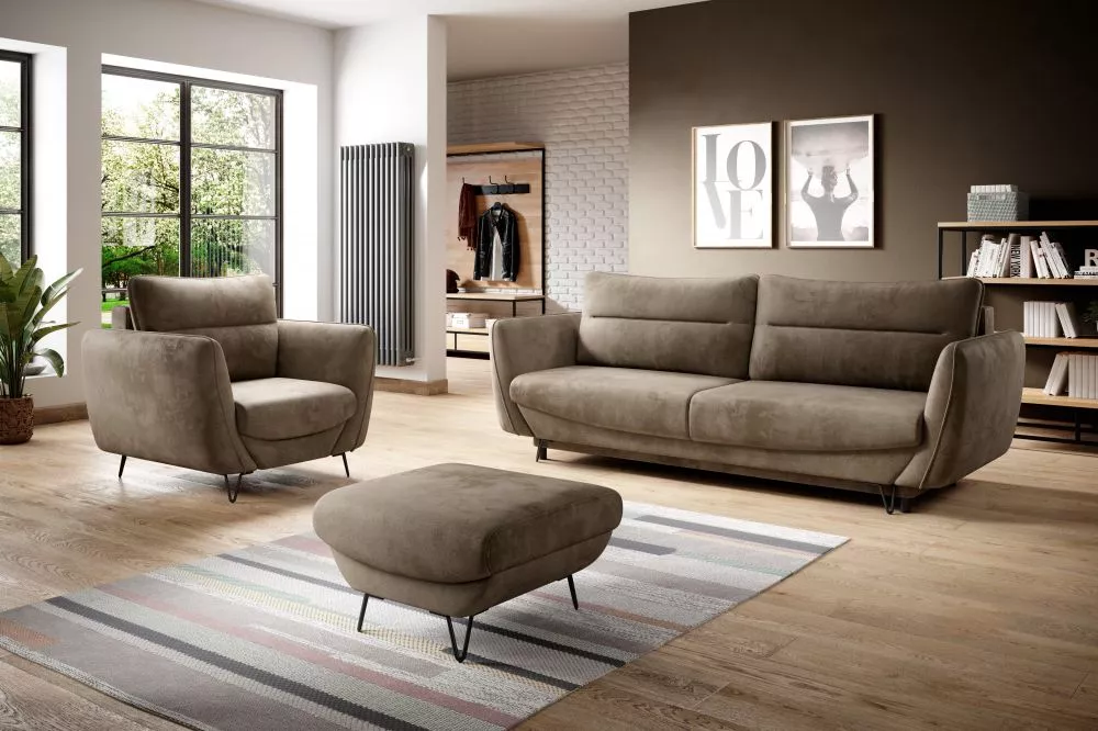 Komplekts Silva 3S+1S+P Premium Standard · Brūns · 95 × 236 × 90 cm