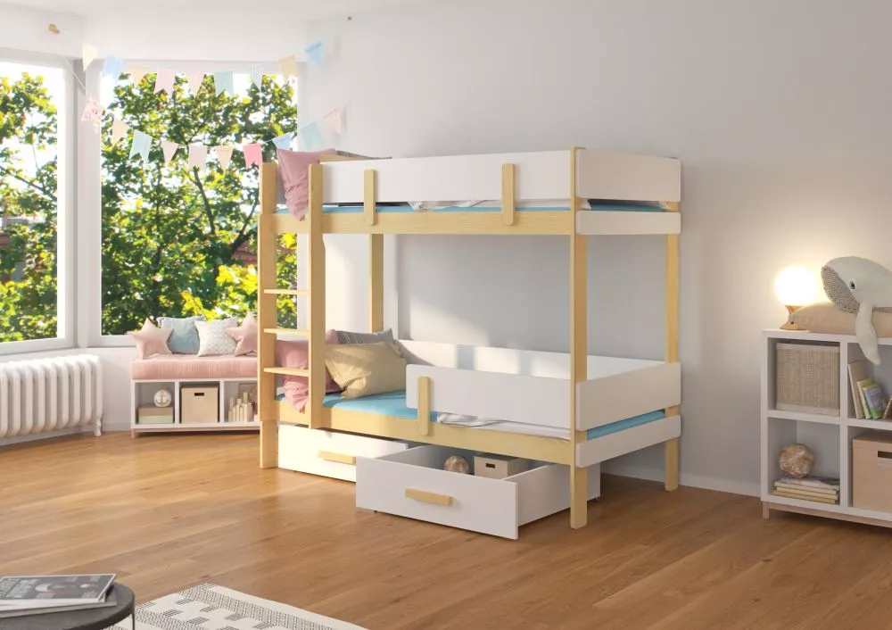 Bērnu gulta Etiona Colour ar stelāžam Guļamvietas platums: 80 cm, Guļamvietas garums: 180 cm, · 93 × 188 × 156 cm