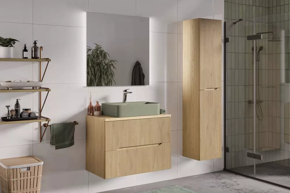 Vannas istabas komplekts Nordic Cremona 6 ar LED · Ozols kremona · 180 × 46 cm