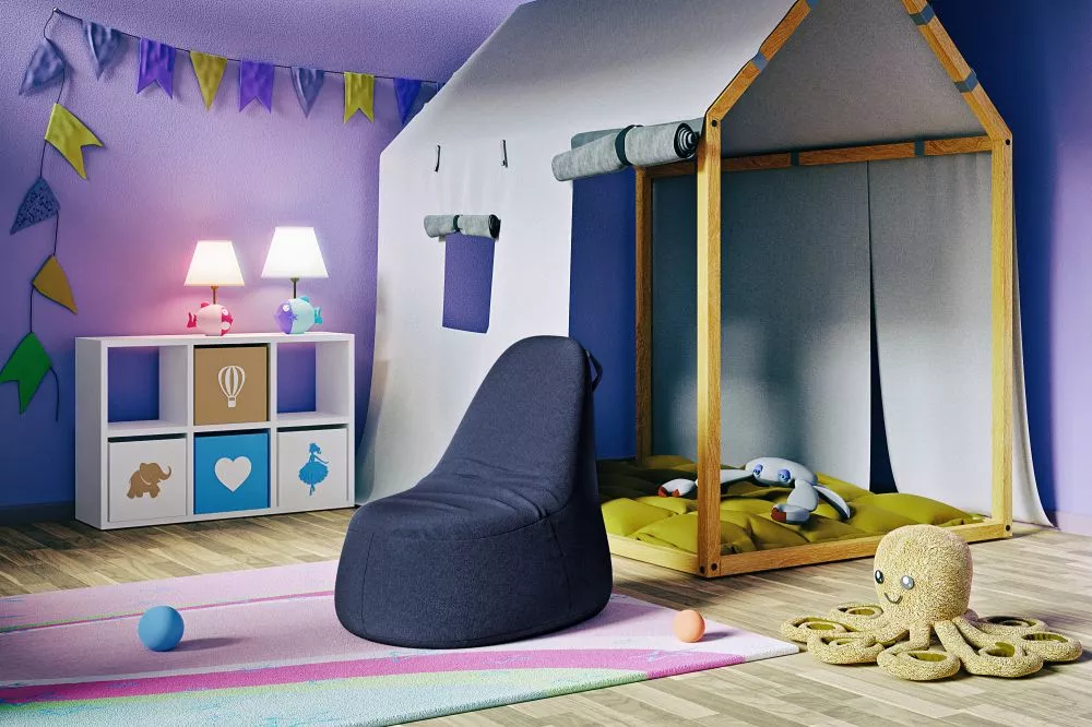 Pufs Mario P Standard Auduma numurs: Poco 40, · Tumši zils · 83 × 83 × 78 cm
