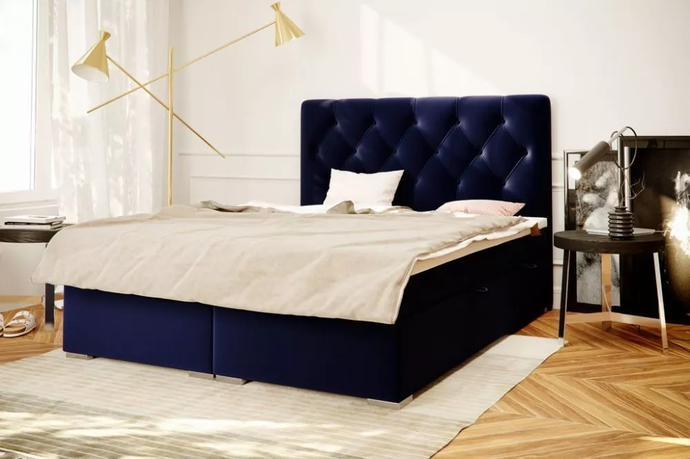 Gulta Roma Premium Boxspring Standard Guļamvietas platums: 160 cm, Guļamvietas garums: 200 cm, · Tumši zils · 160 × 215 