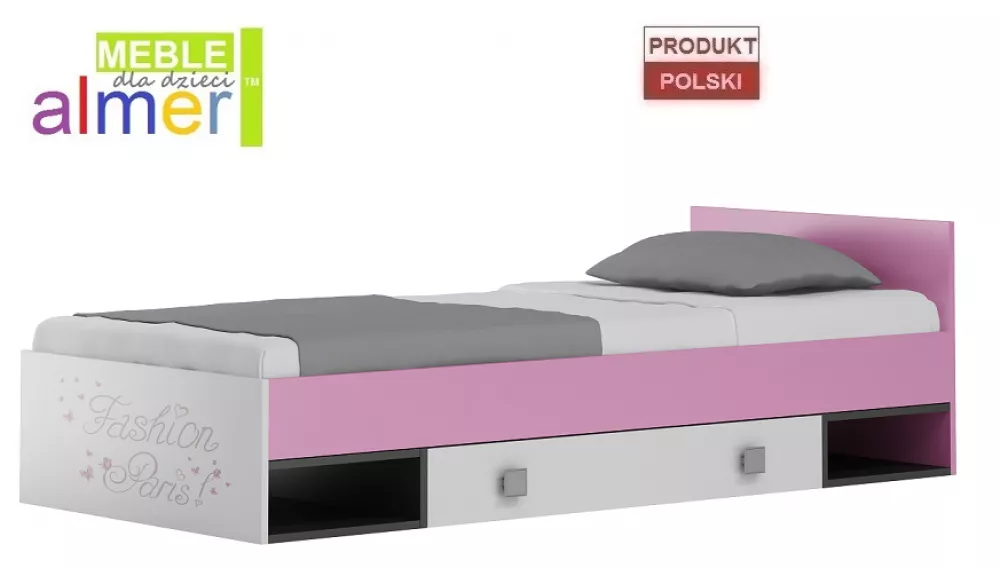Bērnu gulta Paris Y18 ar stelāžu Guļamvietas platums: 90 cm, Guļamvietas garums: 200 cm, · 94 × 204 × 65 cm