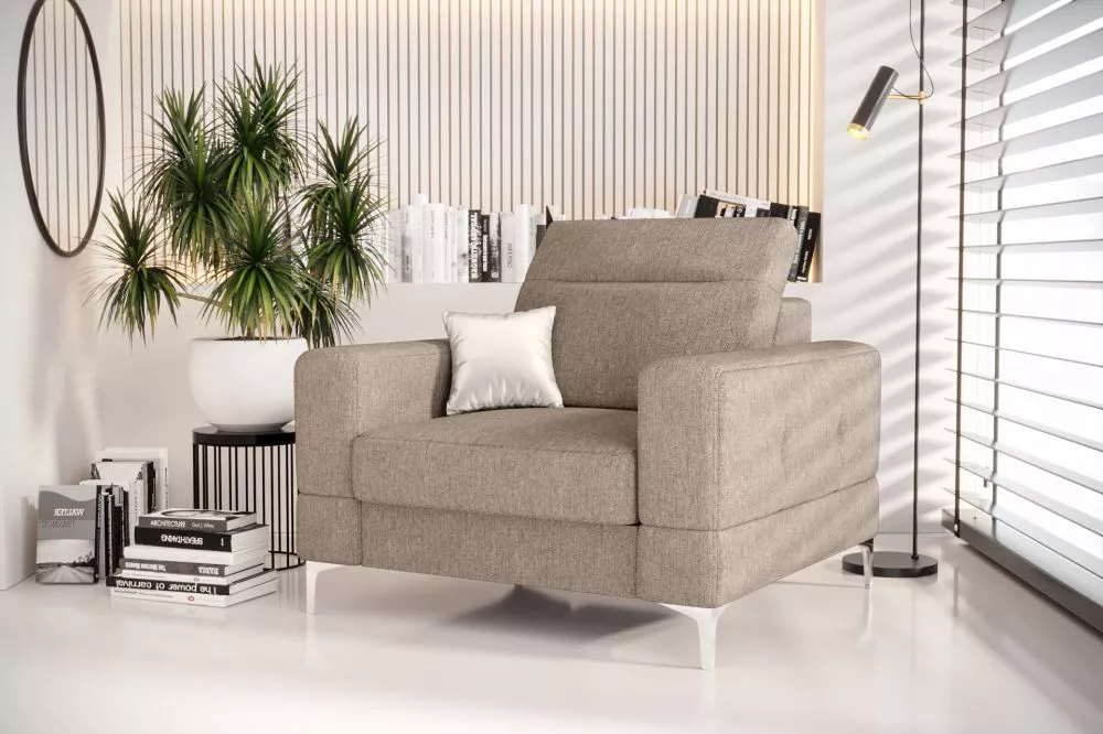 Mīksts krēsls Malibu 1S standard Sēdvietas dziļums: 64 cm, · Gaiši brūns · 104 × 95 × 90 cm
